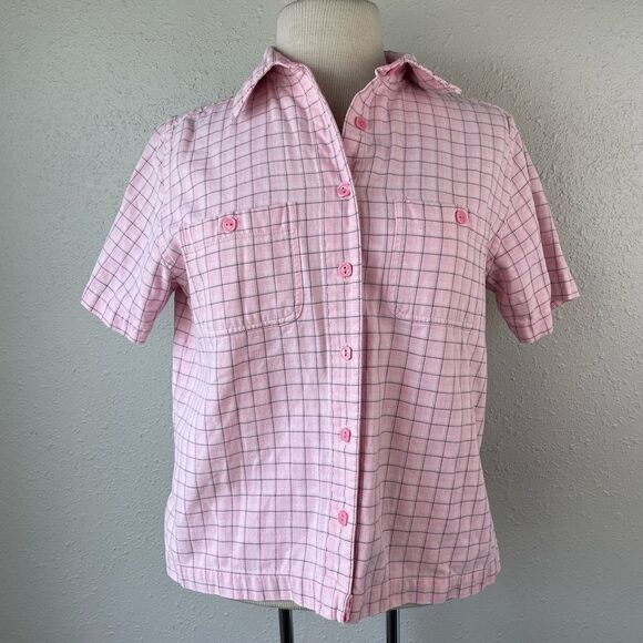 Christopher & Banks Pink Plaid Button Down Shirt Size S EUC - Picture 1 of 7